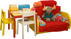 sitzgelegenheiten Sessel mit Teddybär und Spielecke